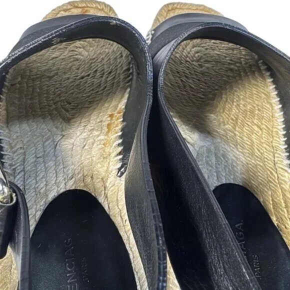 BALENCIAGA - Black Leather Chemical Fiber Women's Sandals 170-032125 - Picture 6 of 9